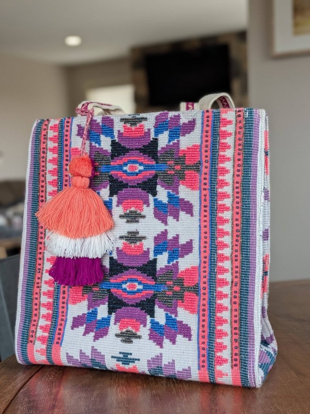 America & Beyond Hand Beaded Tote NWT